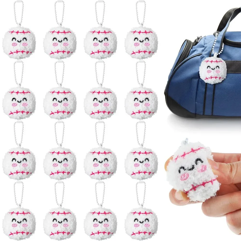 30 Pcs Baseball Keychain, Gift Bulk Mini Plush Ball Prizes Party Favors